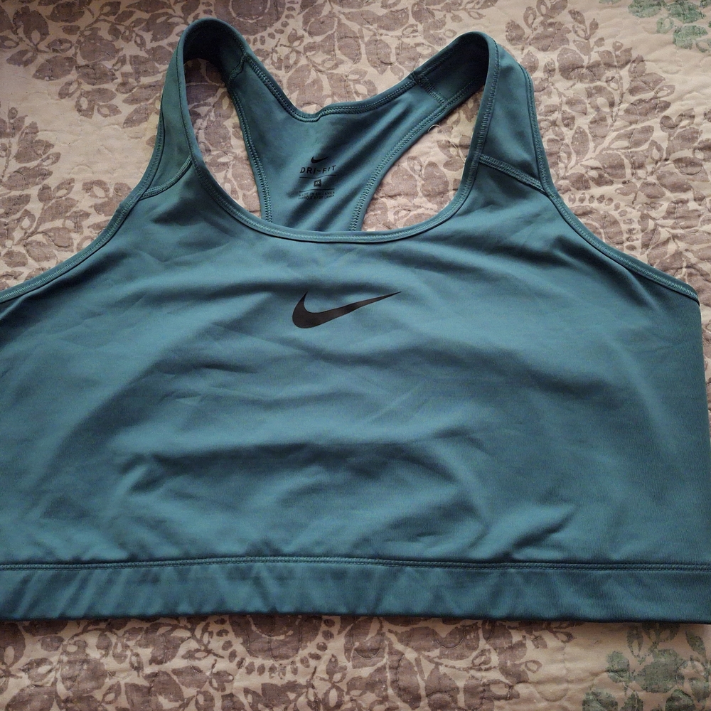 Nike Blue Racerback Sports Bra with Moisture-Wicking Fabric